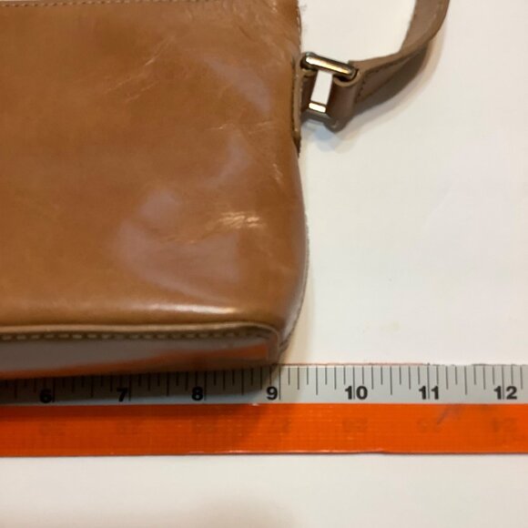 Banana Republic Cognac 100% Cow Leather Wristlet Shoulder Bag Zip Top Pocket - Picture 4 of 7